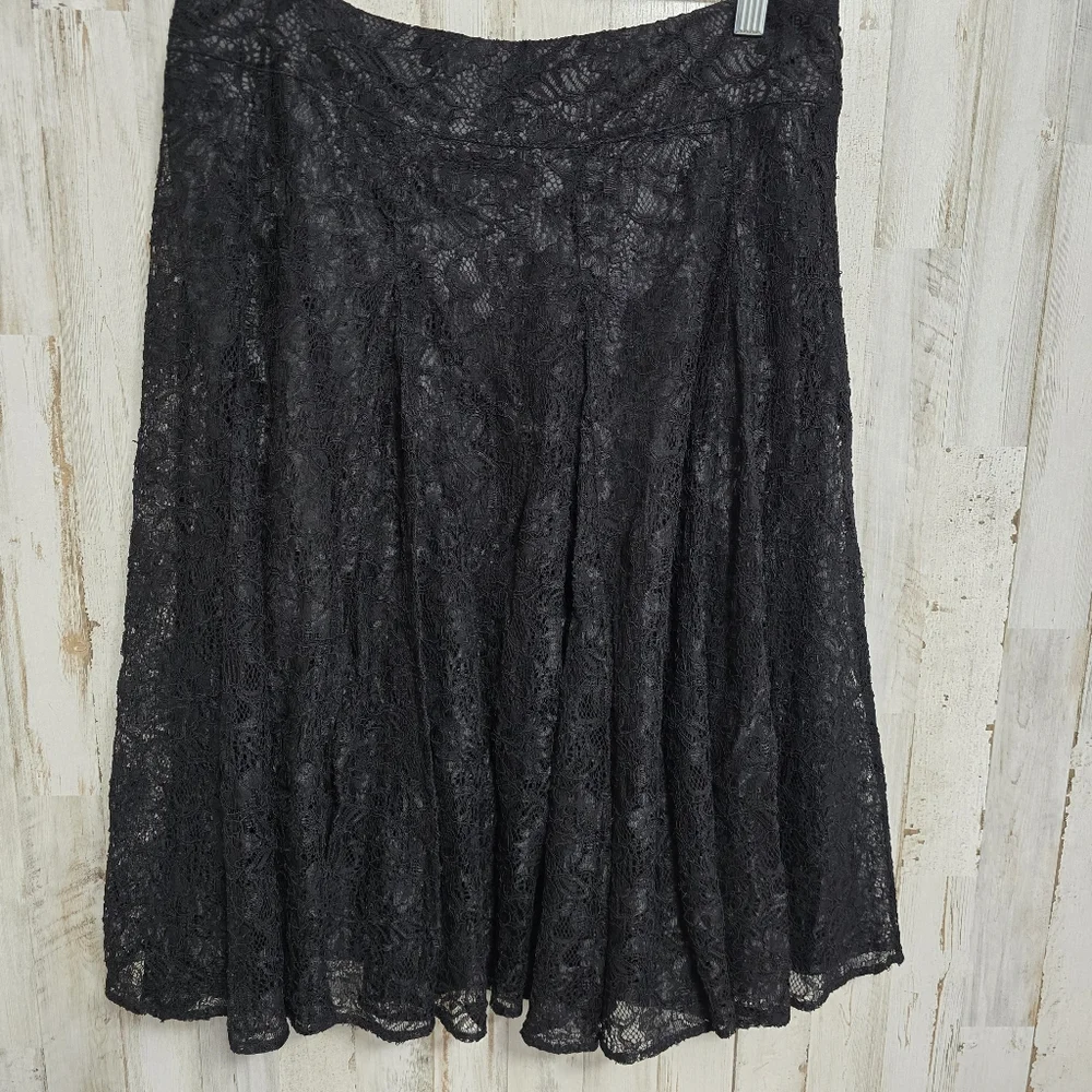 Grace Elements Victoria Black Romantic Sheer Floral Lace Skirt Size 6